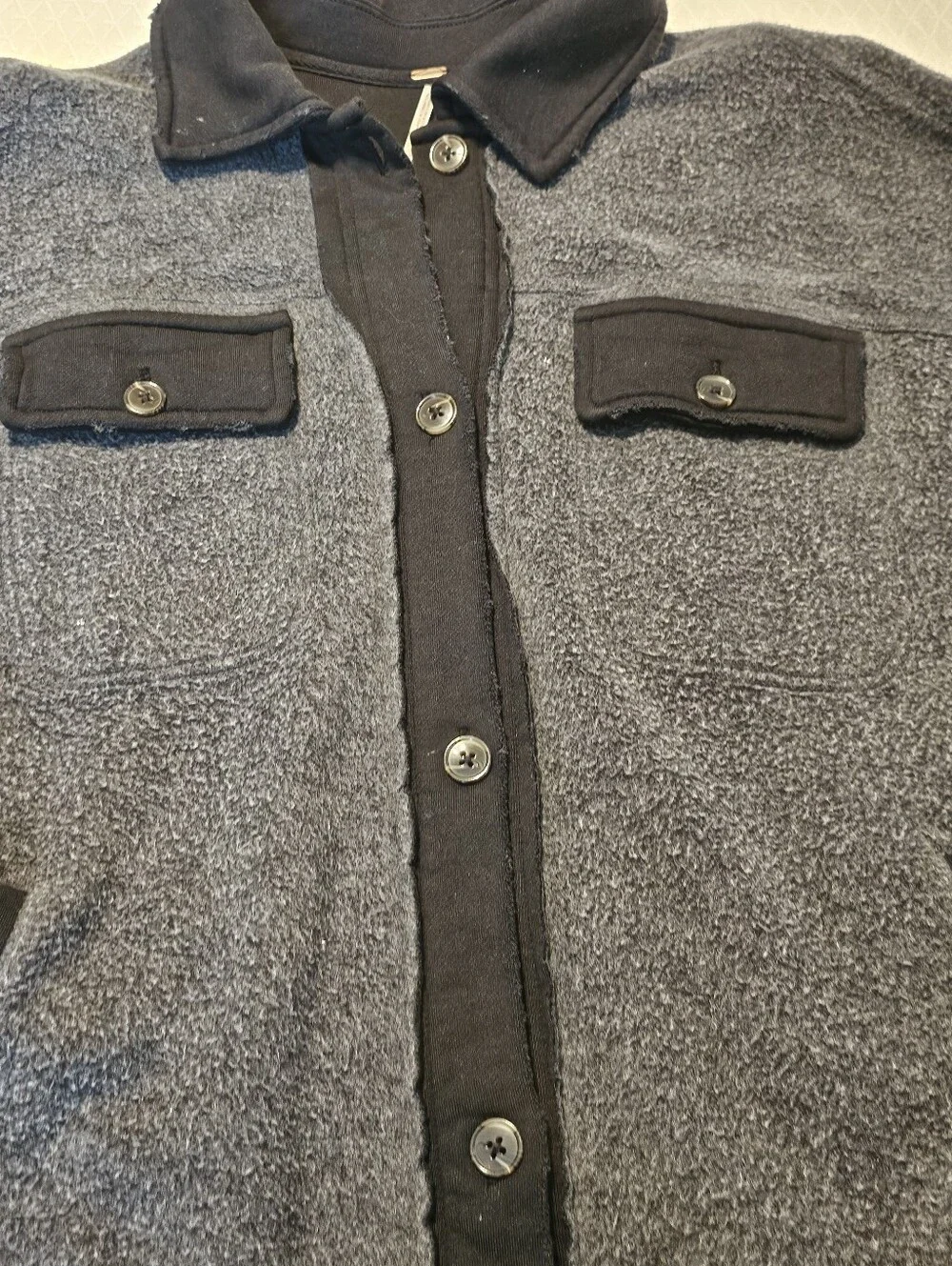 Free People Movement Off The Grid Fleece Jacket Size Small Charcoal Gray Shacket